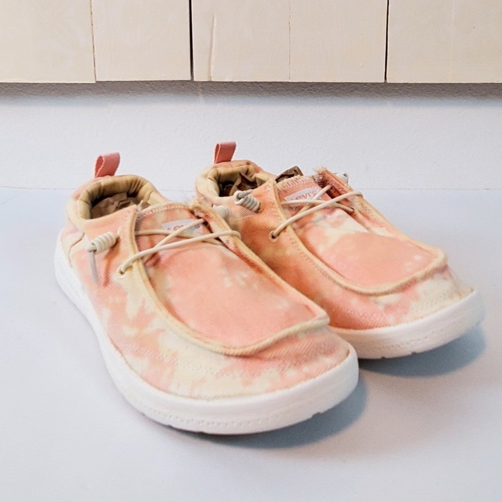 Levis Womens Tie Dye Canvas‎ Slip On Loafers Peach Cream 52982801P Size 8.5
